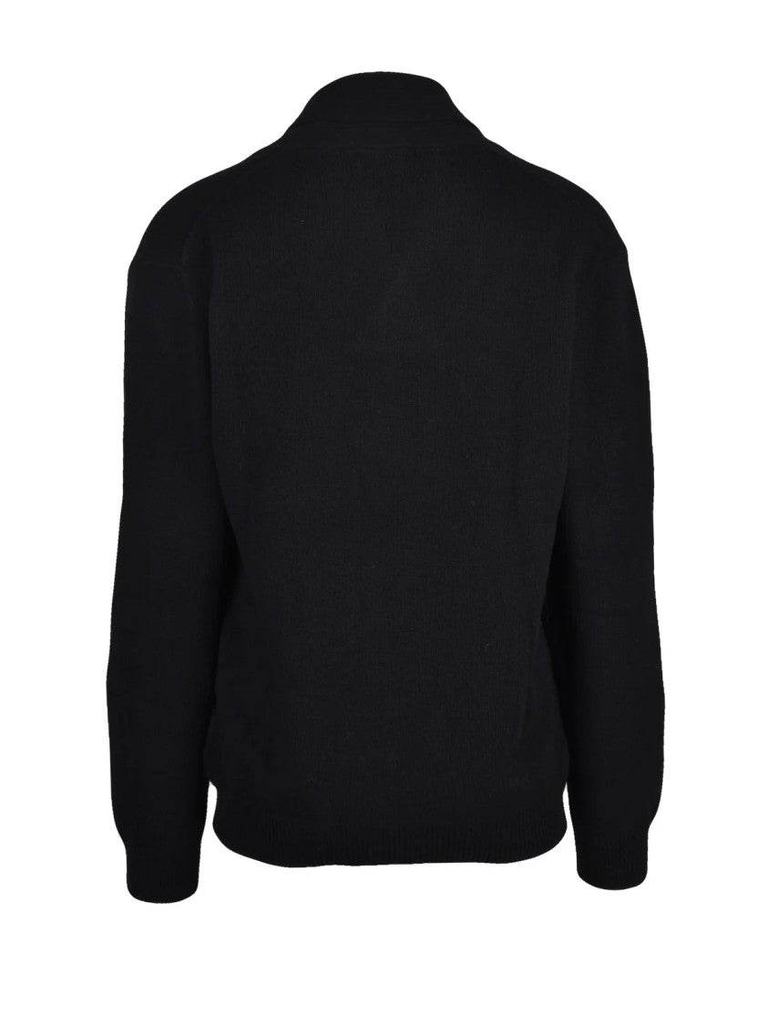 Wool & Co Black Ribbed Shawl Collar Wool Pullover