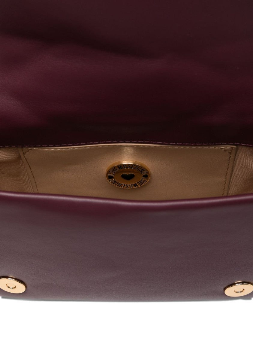 Love Moschino Bordeaux Quilted Shoulder Bag With Gold Emblem
