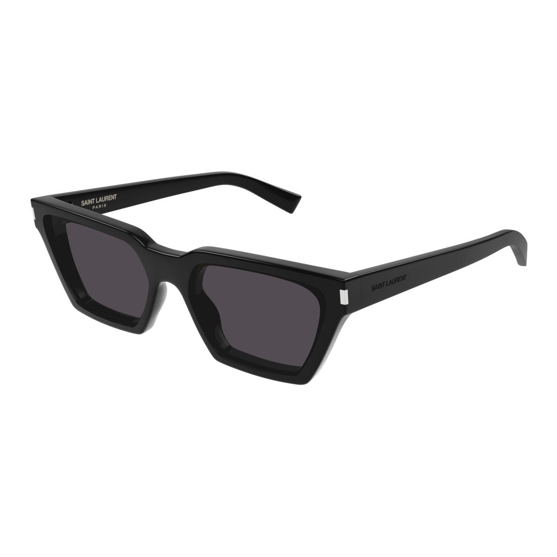 Saint Laurent Angular Rectangular Sunglasses With Glossy Black Frame