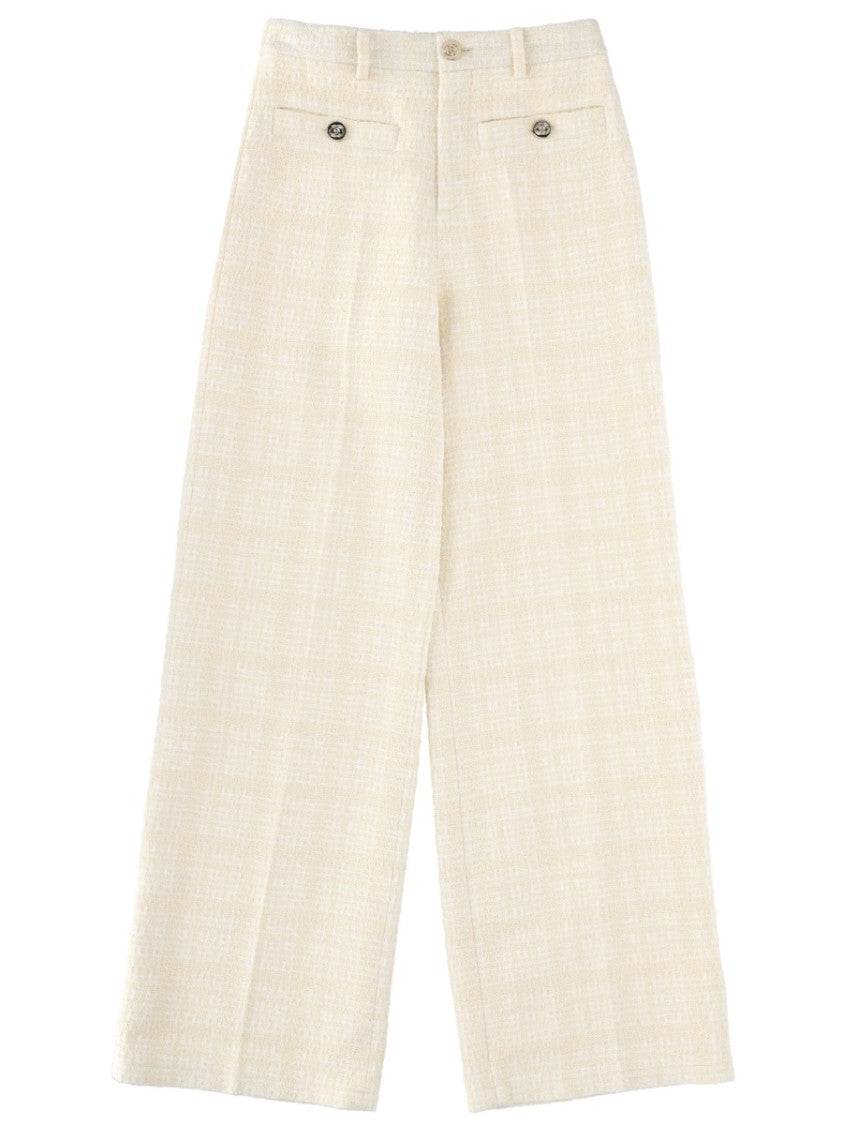 Gucci High-Waisted Wide-Leg Tailored Pants With Checkered Pattern