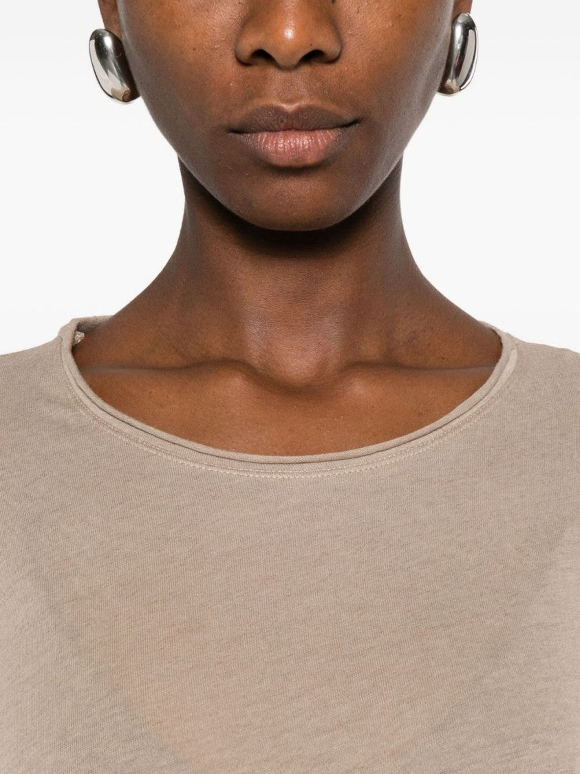 Majestic Filatures Beige Cotton-Cashmere Blend Sweater With Round Neckline