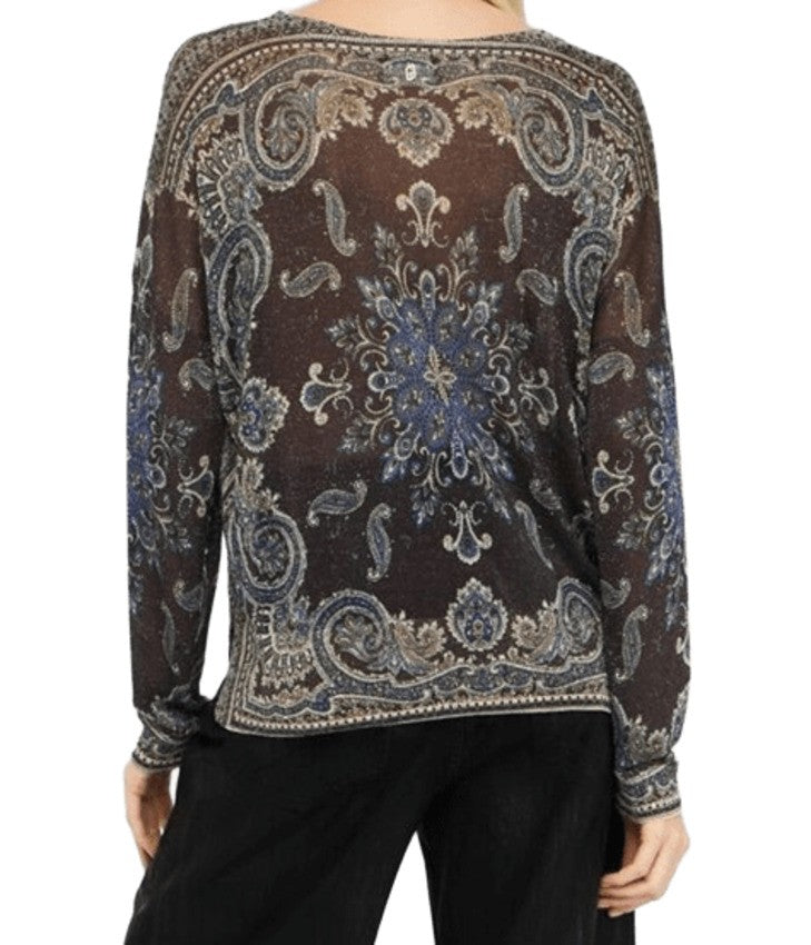 Liu Jo Long-Sleeved Brown Sweatshirt With All-Over Print