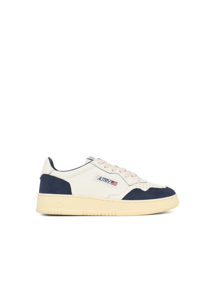Autry 'Medalist Low' White And Blue Leather Sneakers