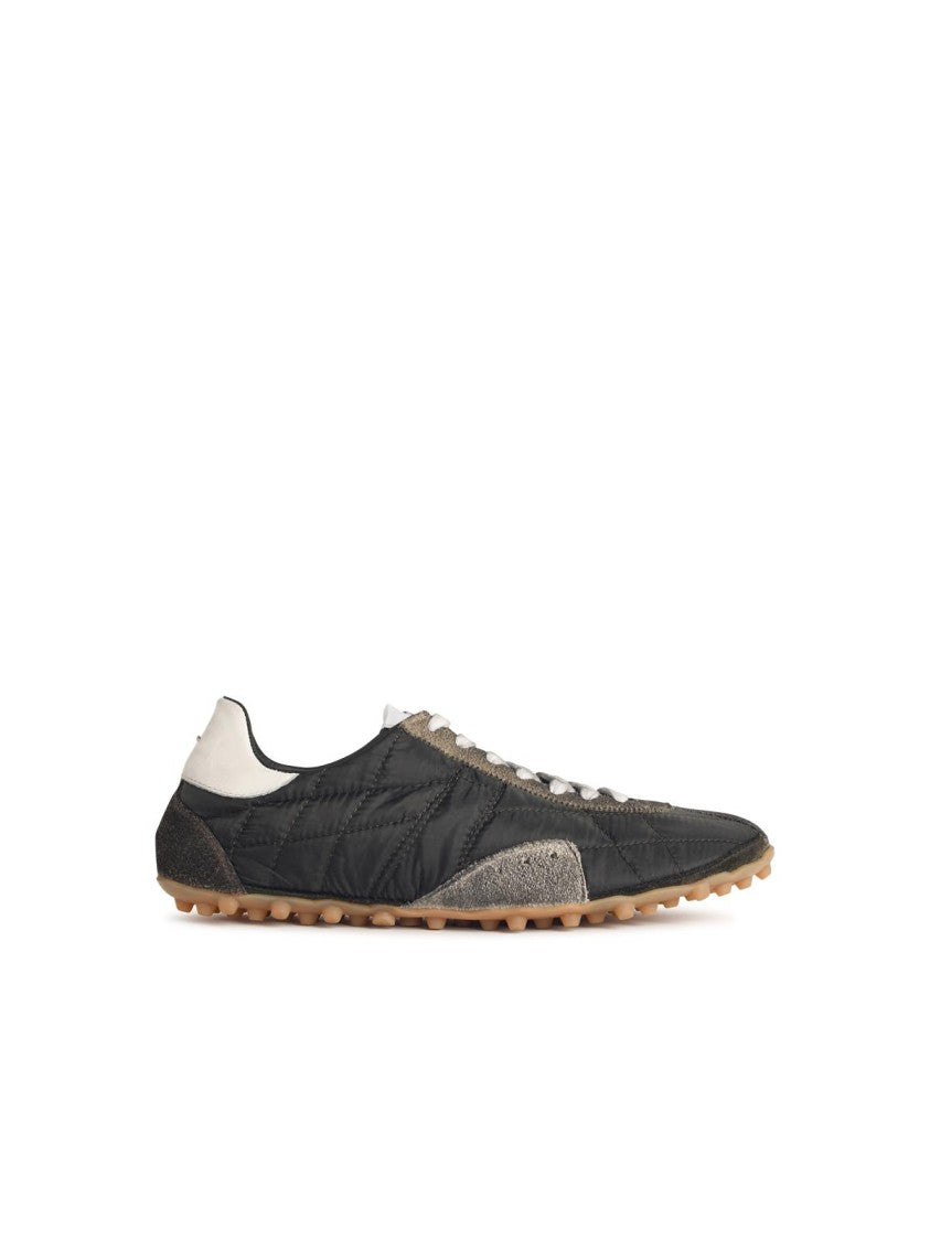 Maison Margiela Sneakers In Quilted Fabric And Dark Green Suede