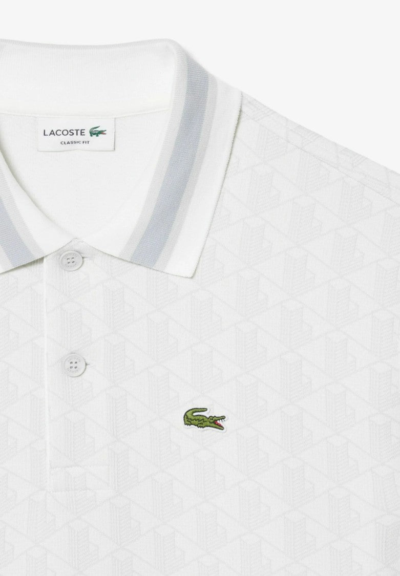 Lacoste Short-Sleeved Geometric Contrast-Collar Polo Shirt