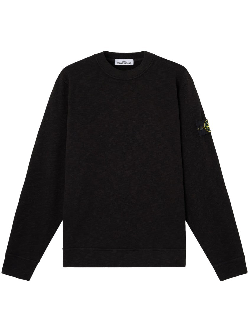 Stone Island Textured Black Crewneck Sweater