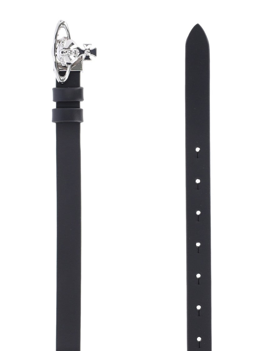 Vivienne Westwood Black Orb Calf Leather Belt
