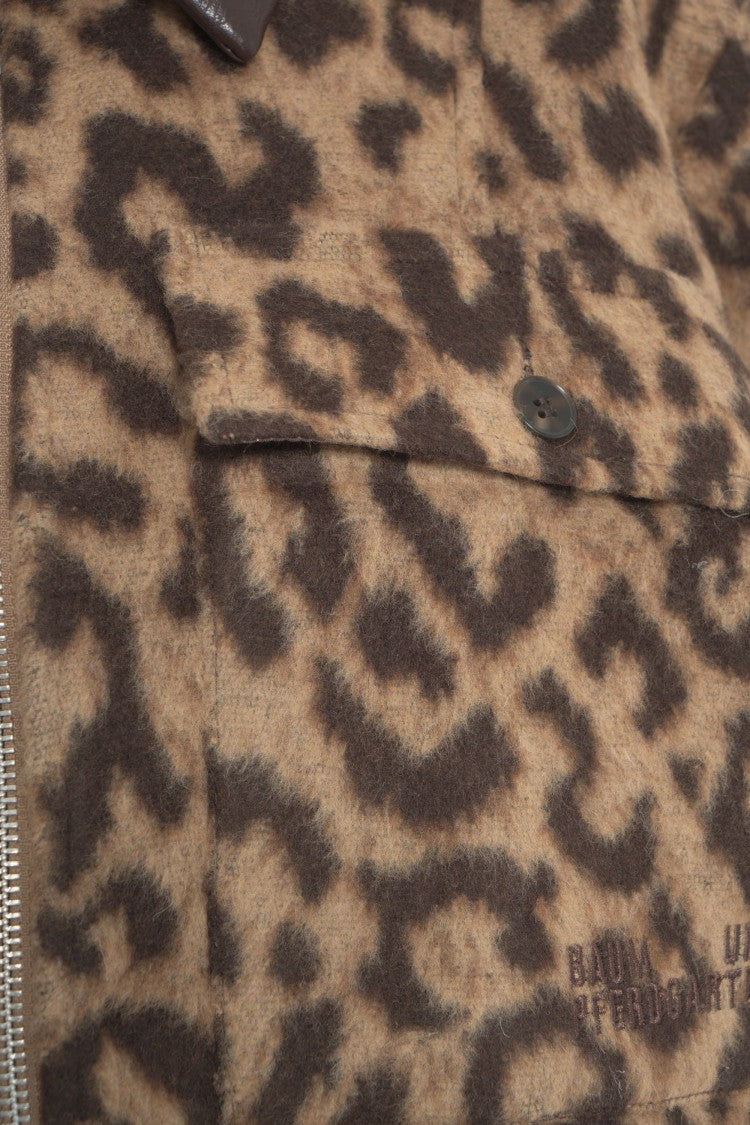 Baum Und Pferdgarten Animal Print Relaxed Fit Jacket With Faux Leather Collar