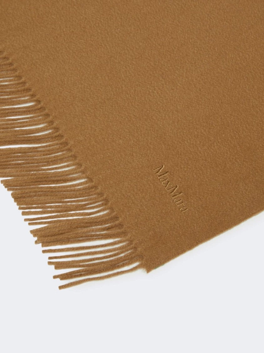 Max Mara Rich Brown Baci Cashmere Fringed Scarf