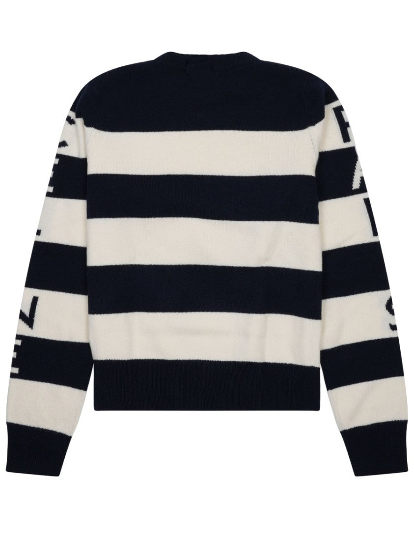 Celine Striped Knit Sweater With Graphic Lettering