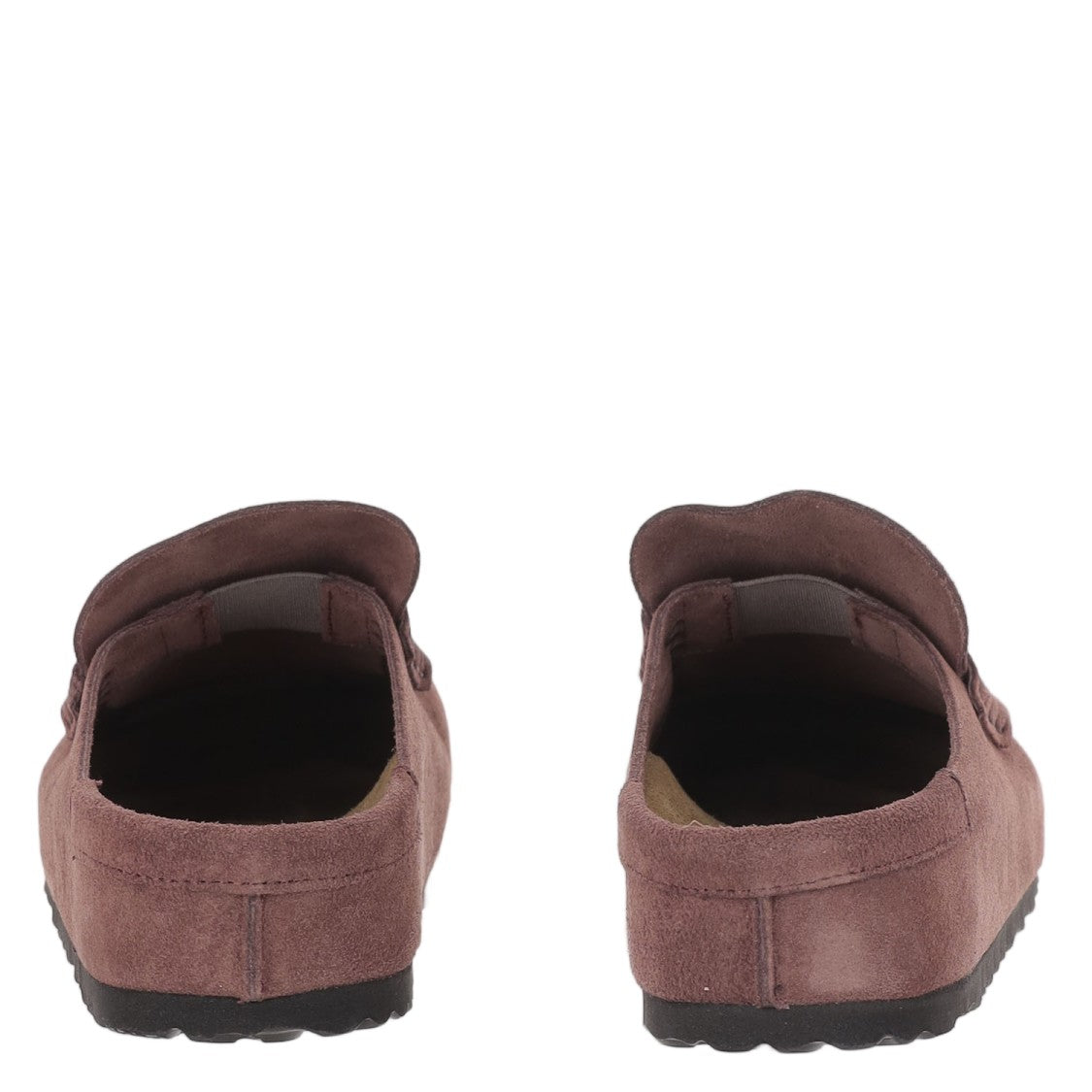Birkenstock Wine Suede Loafers With Exposed Stitching And Slip-On Design