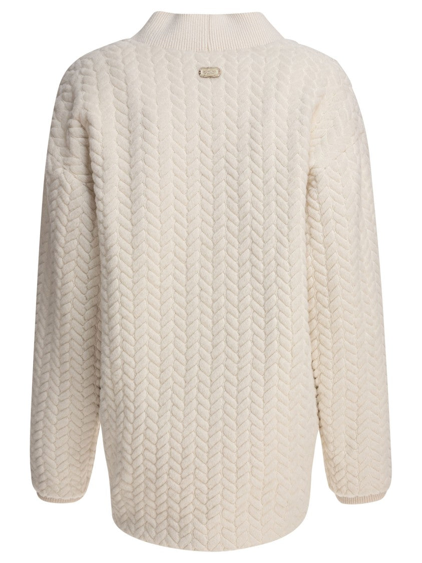 Agnona Textured Herringbone Wool Coat