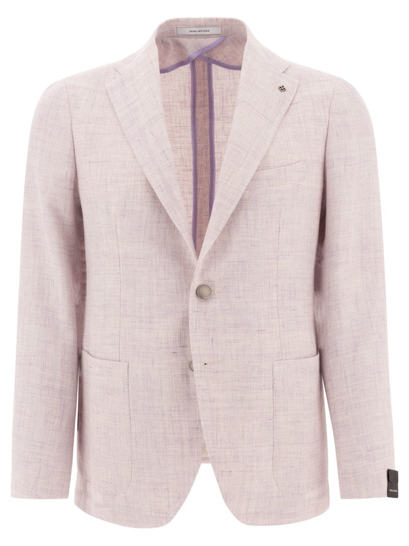 Tagliatore Tailored Purple Jacket In Linen-Wool Blend