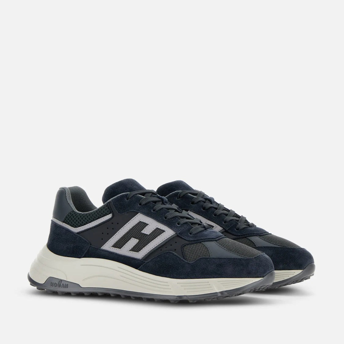 Hogan Calfskin Lace-Up Sneakers With Contemporary Design