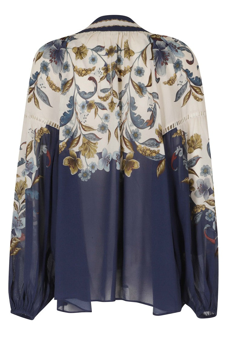 Farm Rio Golden Nature Scarf Collar High-Neck Viscose Blouse