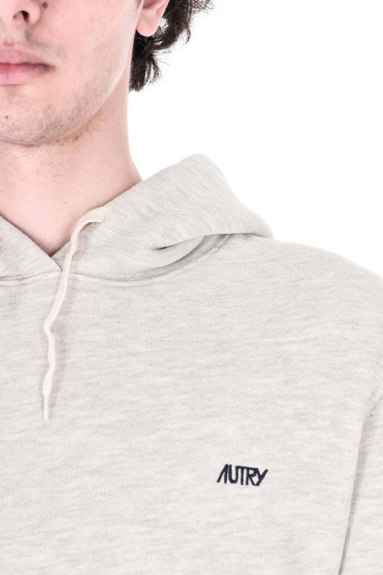 Autry Grey Cotton Hooded Sweatshirt