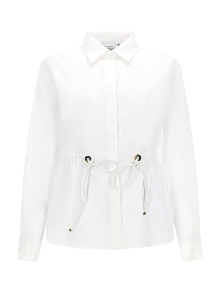 Max Mara Cup Cinched Waist White Cotton Shirt
