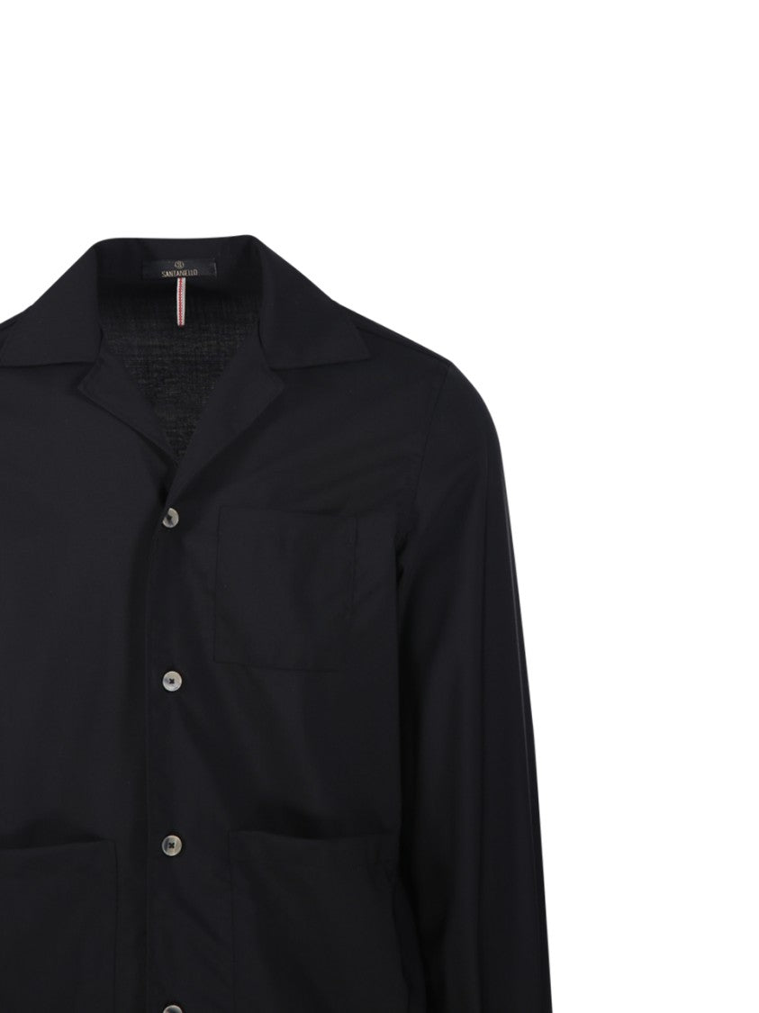 Santaniello Tailored Black Suit With Classic Collar And Slim-Fit Trousers