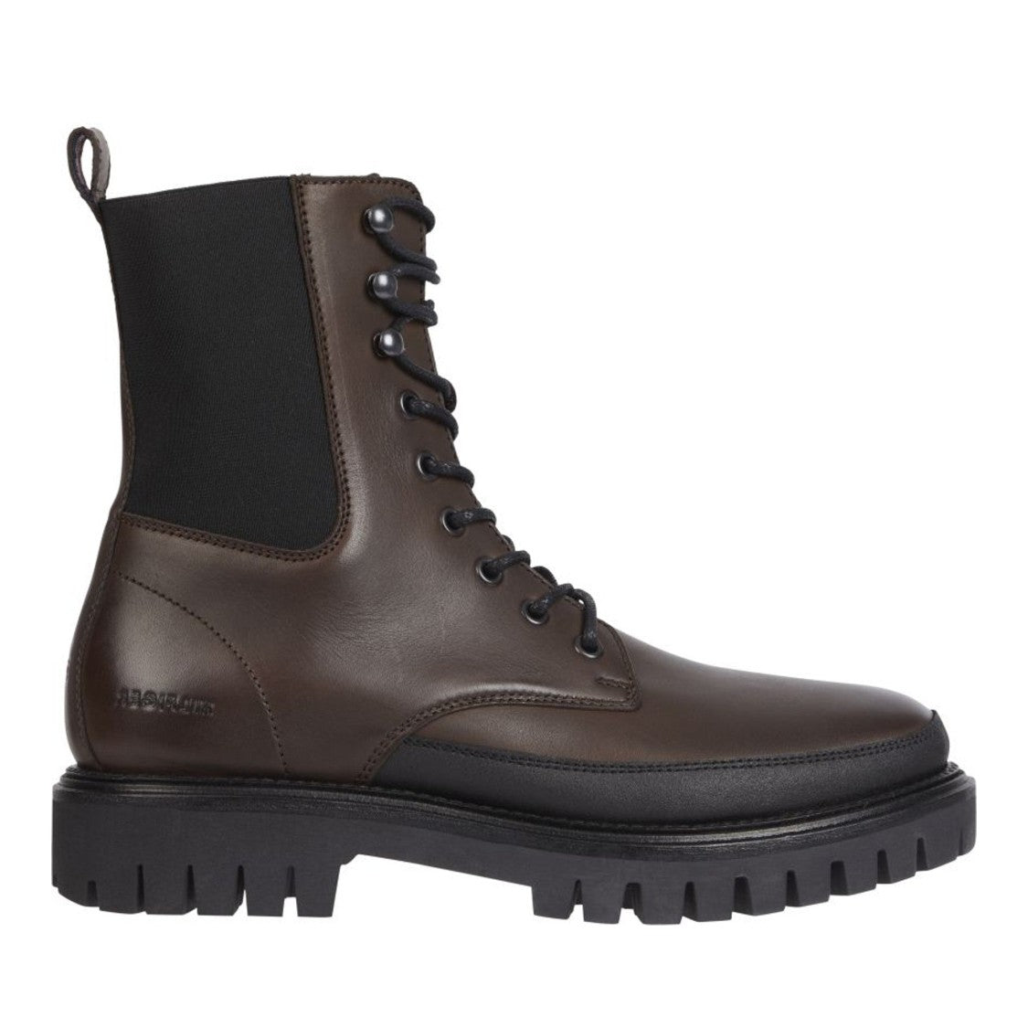 Tommy Hilfiger Brown Chunky Lace-Up Rugged Sole Leather Boots