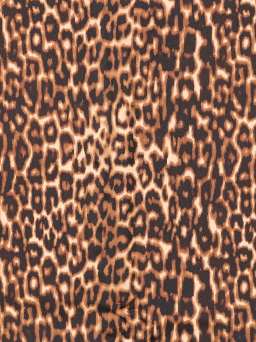 Lanvin Square Silk Scarf With Golden Brown Leopard Print