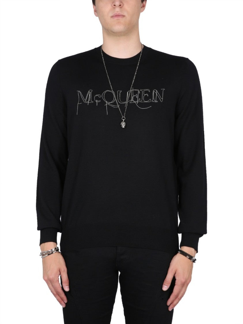 Alexander Mcqueen Logo Embroidered Wool Sweater
