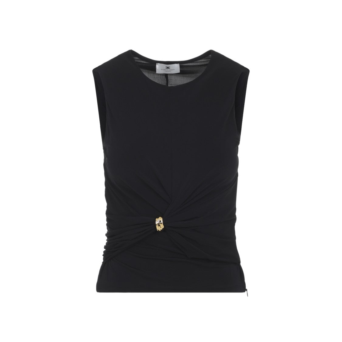 Elisabetta Franchi Fitted Sleeveless Top With Gold Detail