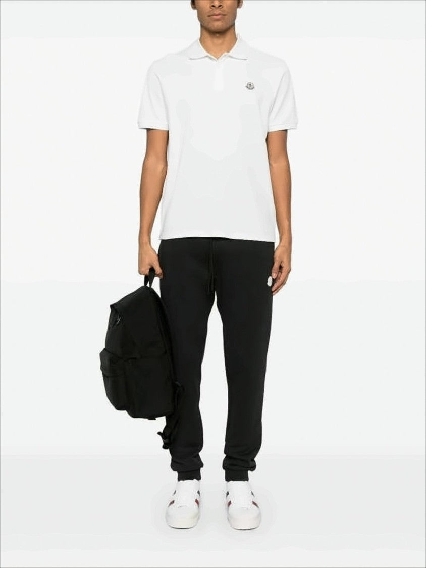 Moncler Classic White Polo Shirt With Striped Accents Andlogo