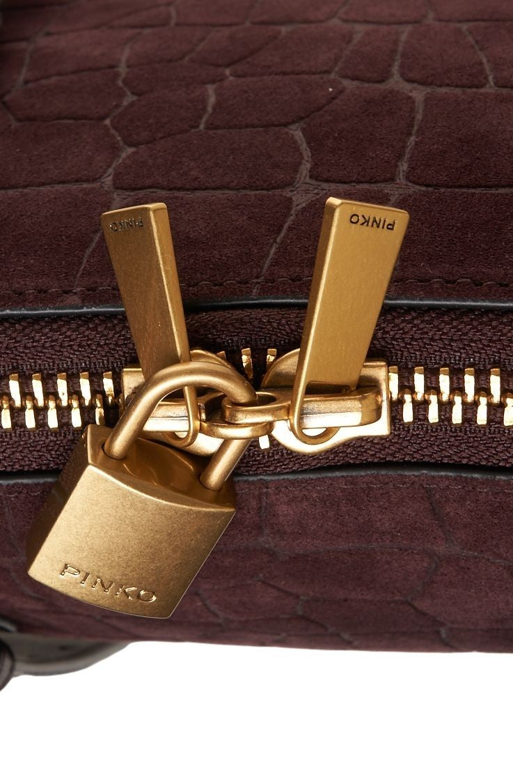 Pinko Crocodile Embossed Suede Handbag