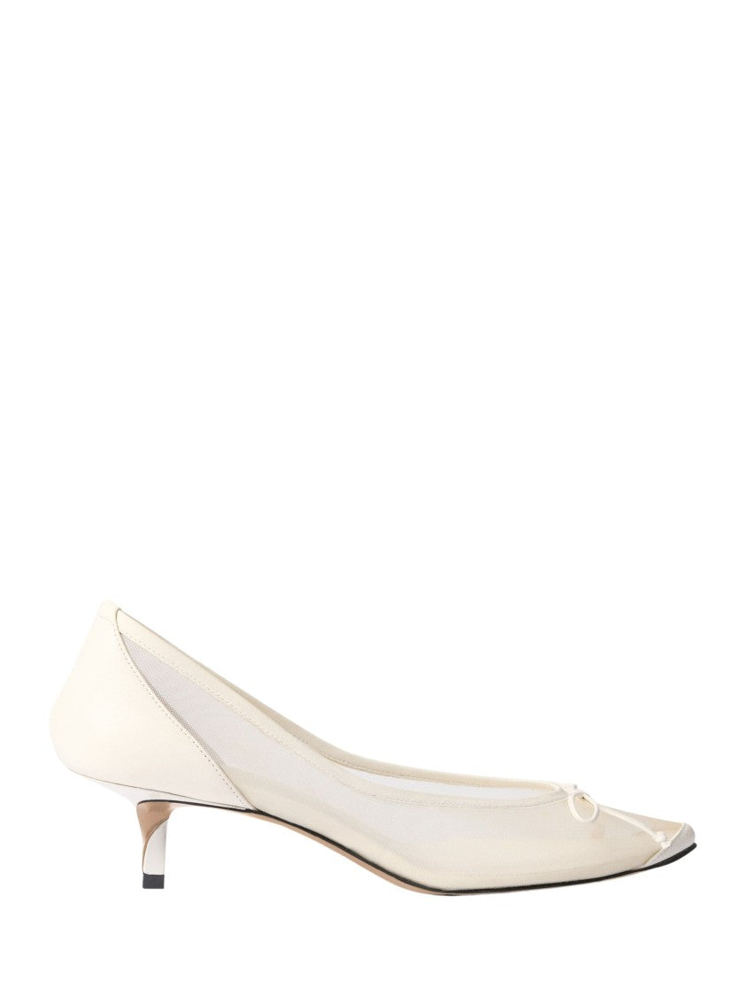 Jacquemus White Transparent Mesh Rond-Carré Heel Pumps