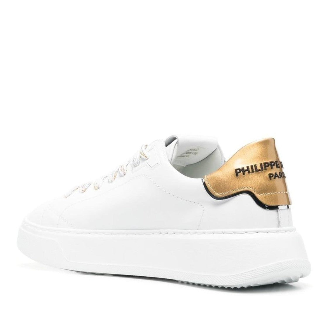 Philippe Model Paris Black Temple Low Leather Low-Top Metallic Sneakers
