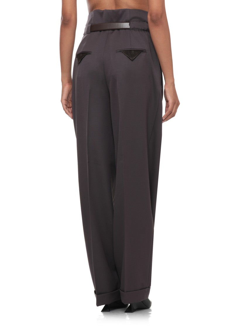 The Attico Straight-Leg Purple Trousers With Lapel Cuffs And Built-In Belt