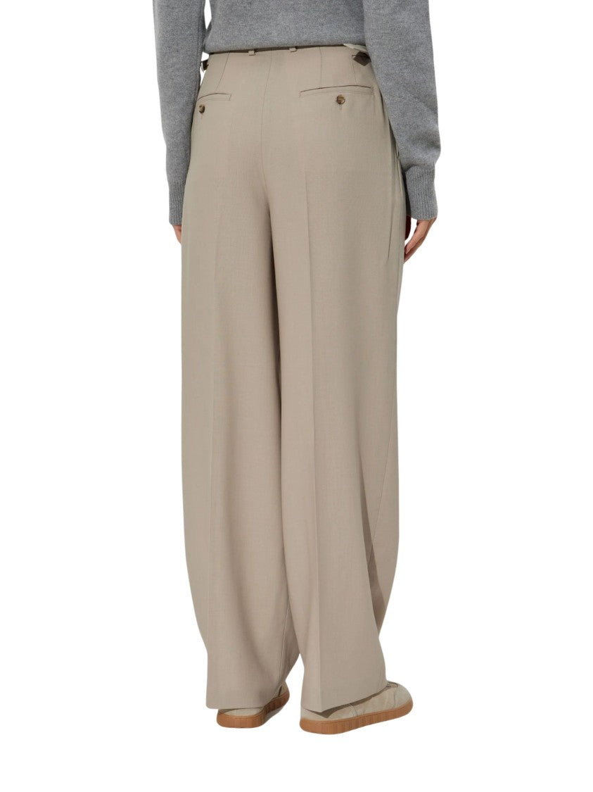 Ami Paris Beige Wool Trousers With High Waist