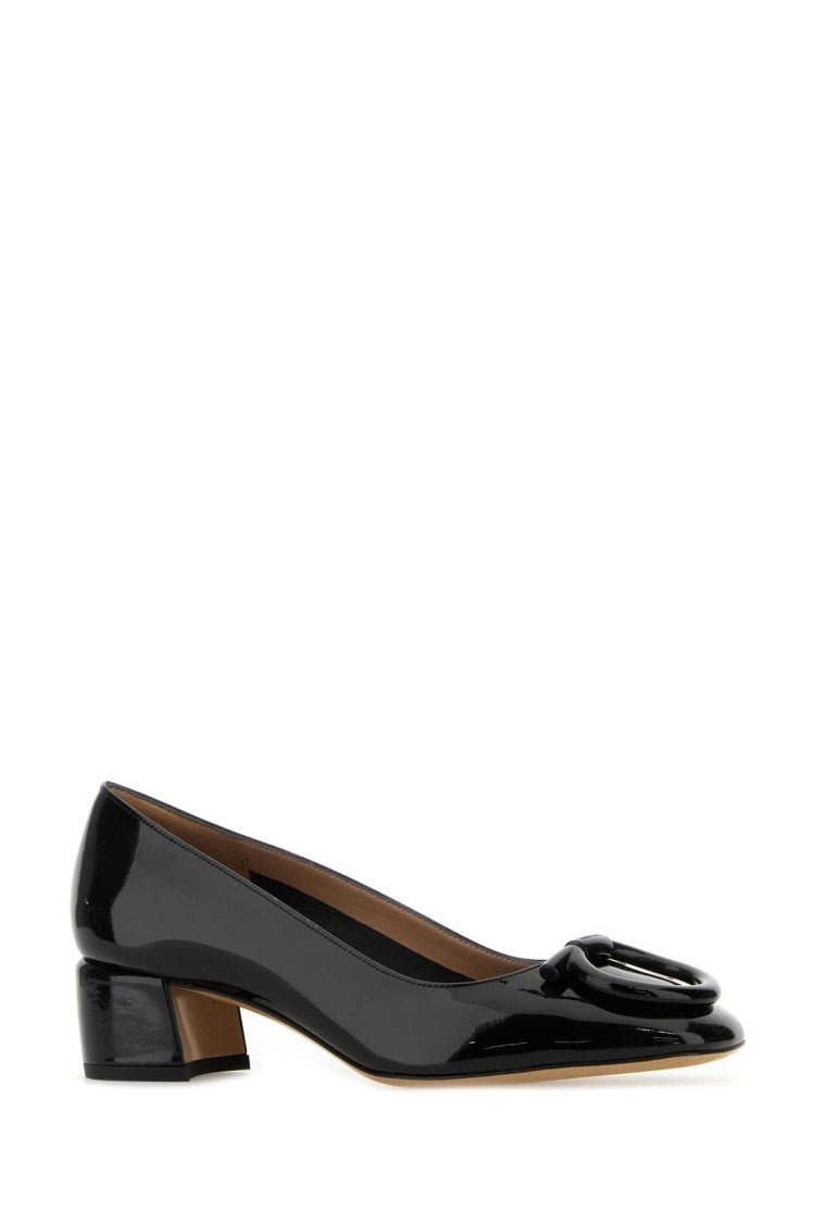 Salvatore Ferragamo Black Leather Mara Pumps