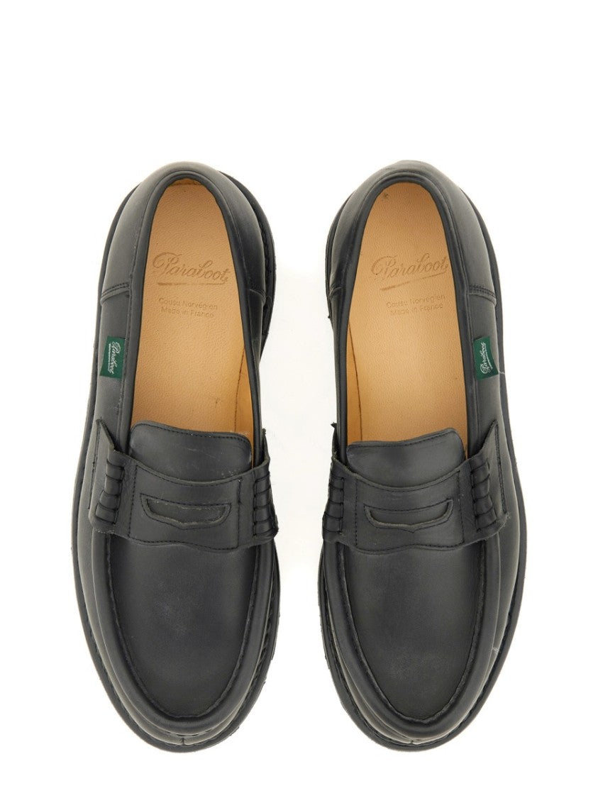 Paraboot Smooth Calf Leather Penny Loafers With Sturdy Sole