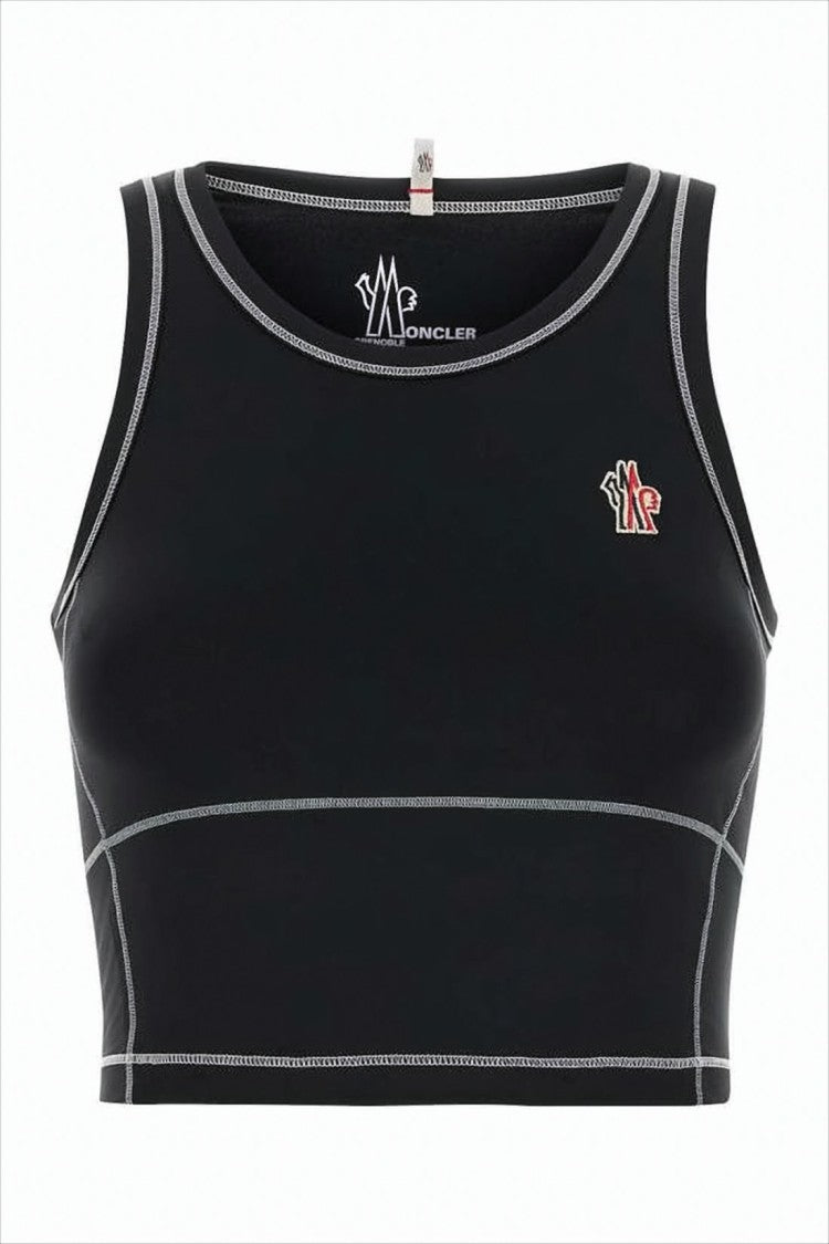 Moncler Fitted Sleeveless Crop Top With Contrasting Edging