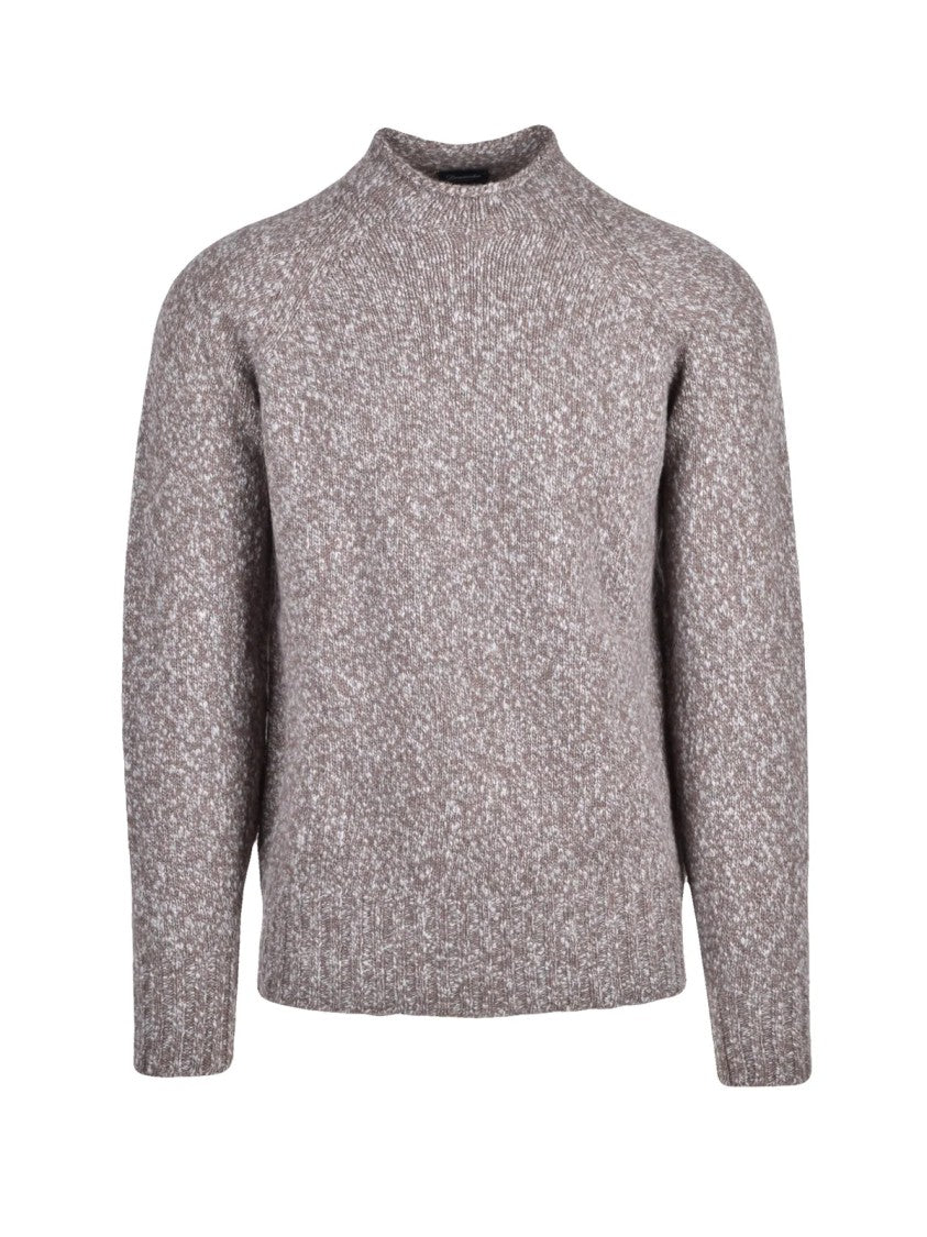 Drumohr Grey/Brown Speckled Wool Turtleneck Sweater