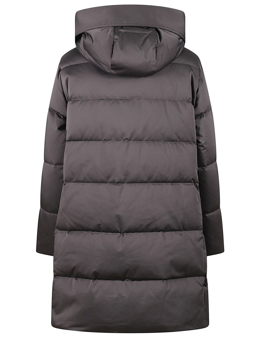 Duno Technical Satin Down Jacket With Adjustable Hood And Ribbed Cuffs