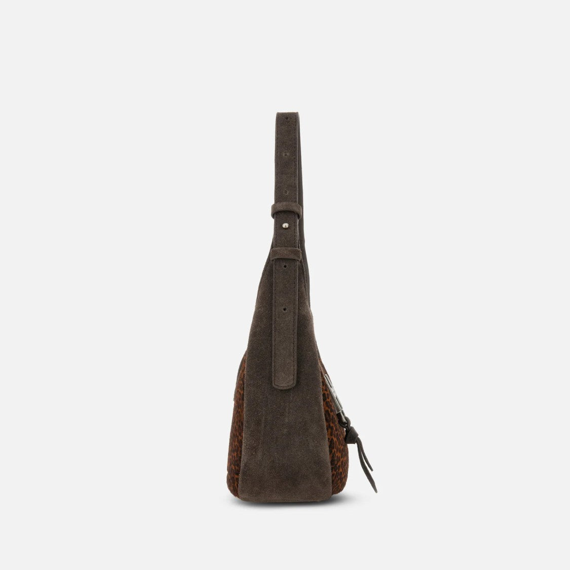 Hogan Leopard Print Suede Curved Medium Shoulder Bag