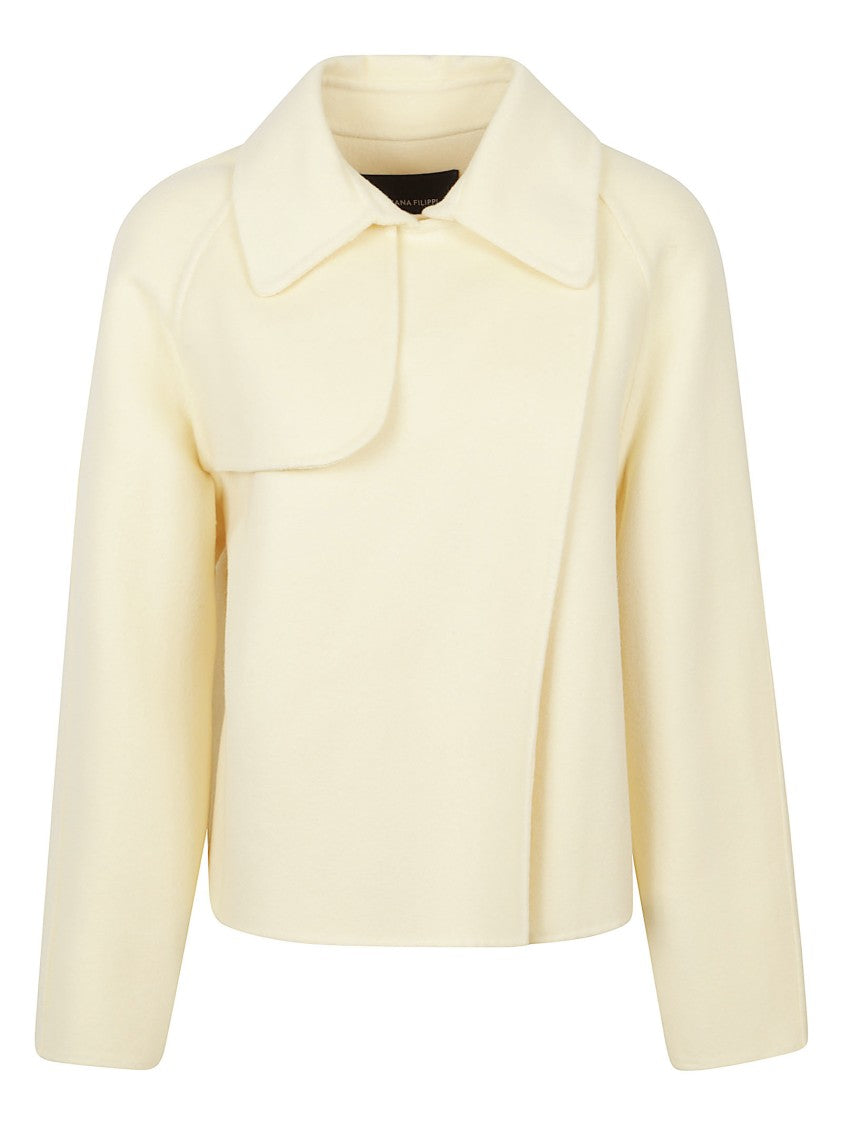 Fabiana Filippi Cropped Neutrals Coat With Asymmetrical Front Panel