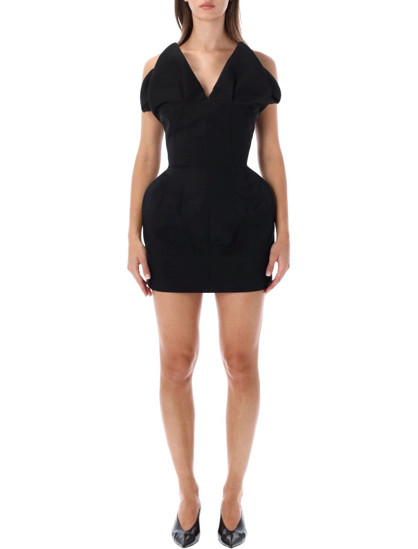 Magda Butrym Sculptural Hourglass V-Neck Mini Dress