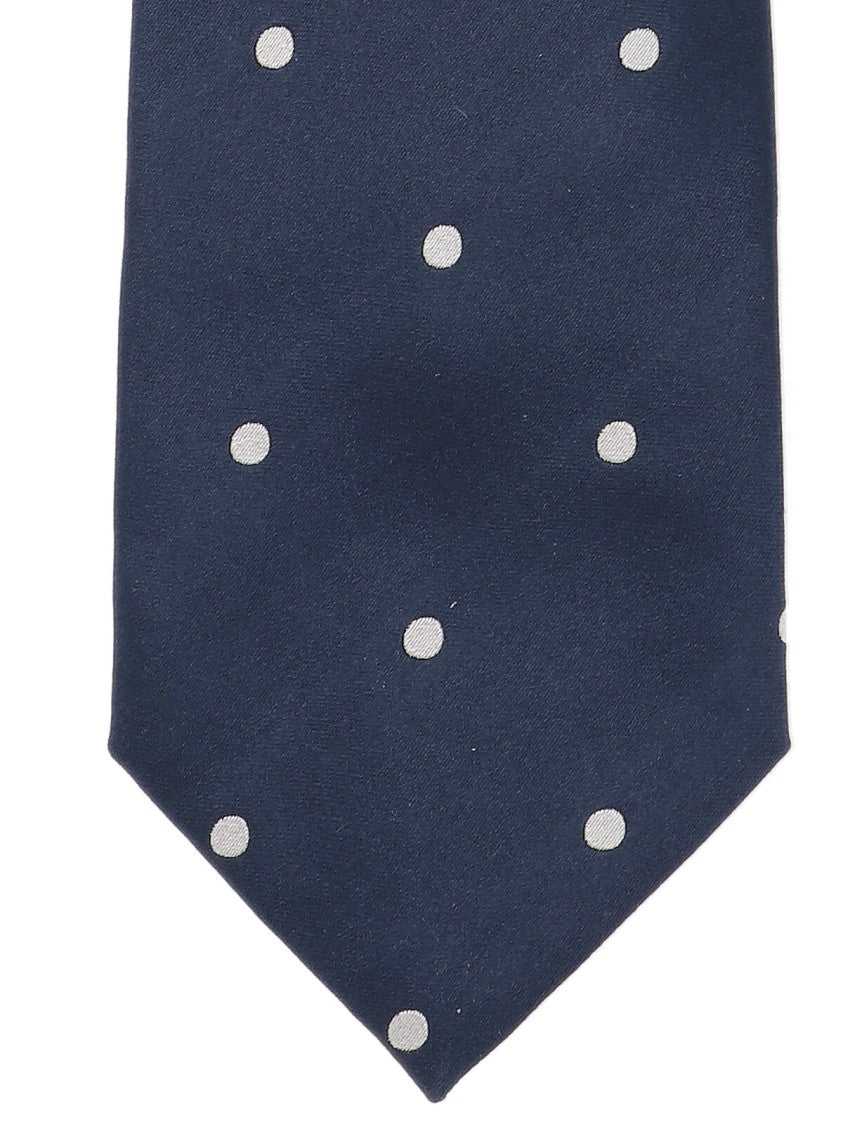 Tom Ford Navy Silk Tie With White Polka Dots