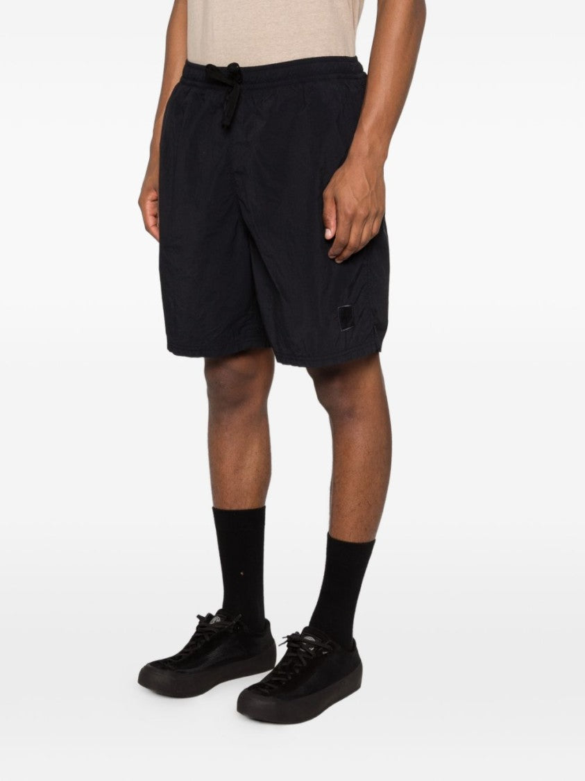 Stone Island Relaxed Fit Blue Shorts With Adjustable Waistband And Functional Pockets