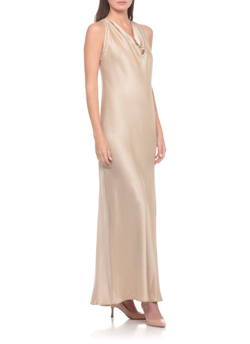 Antonelli Firenze Sleeveless Silk Blend Maxi Dress With Sequin Details
