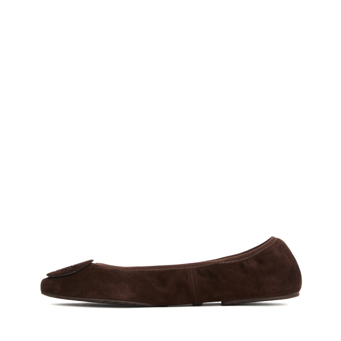 Tory Burch Suede Ballet Flats Elasticized Edges Emblem