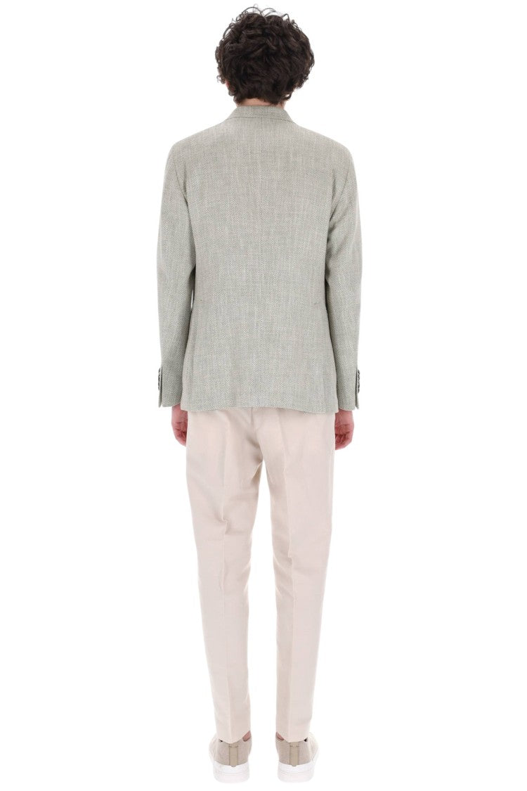 Tagliatore Pino Lerario Herringbone Wool-Linen Blazer