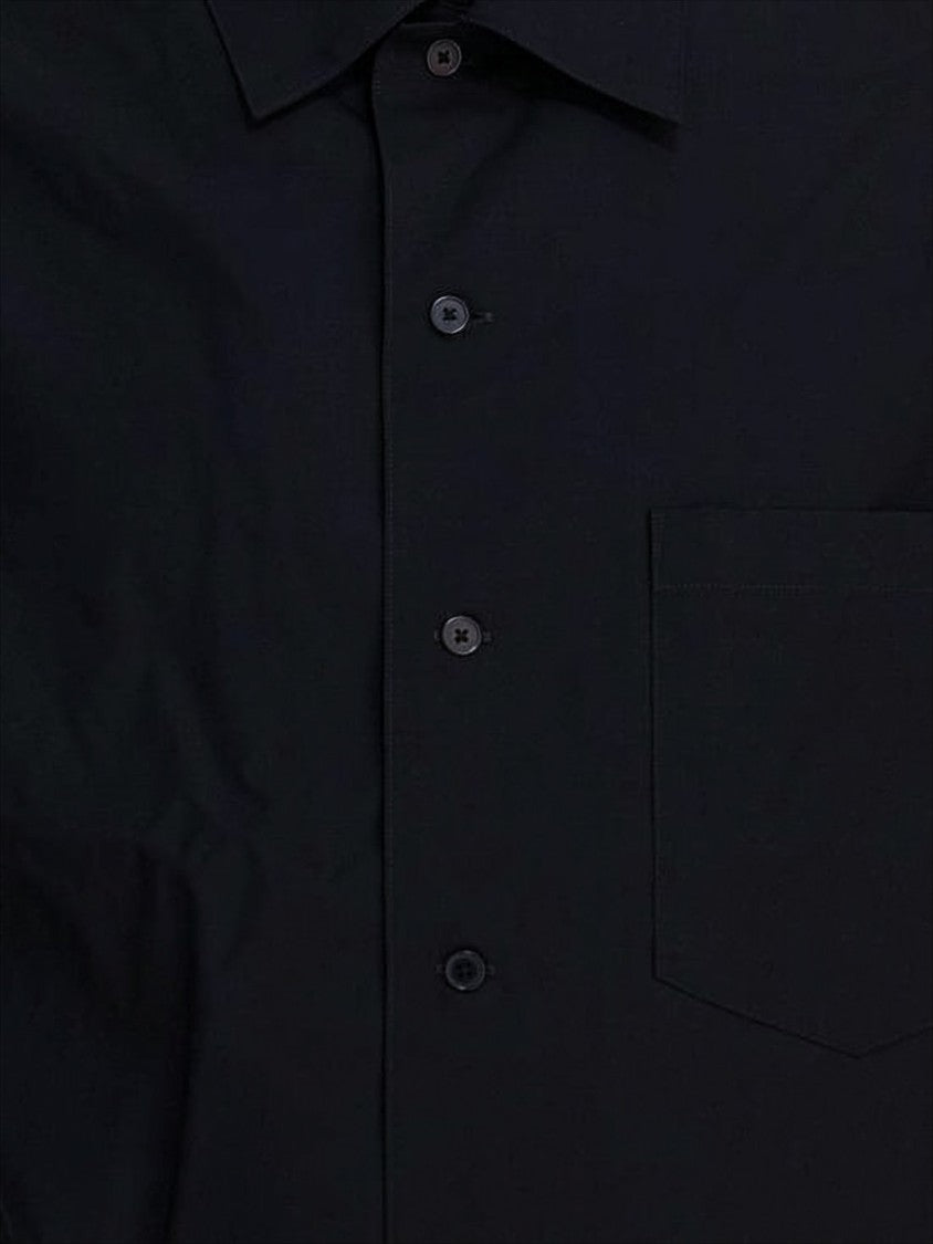 Auralee Classic Black Wool Short-Sleeved Shirt