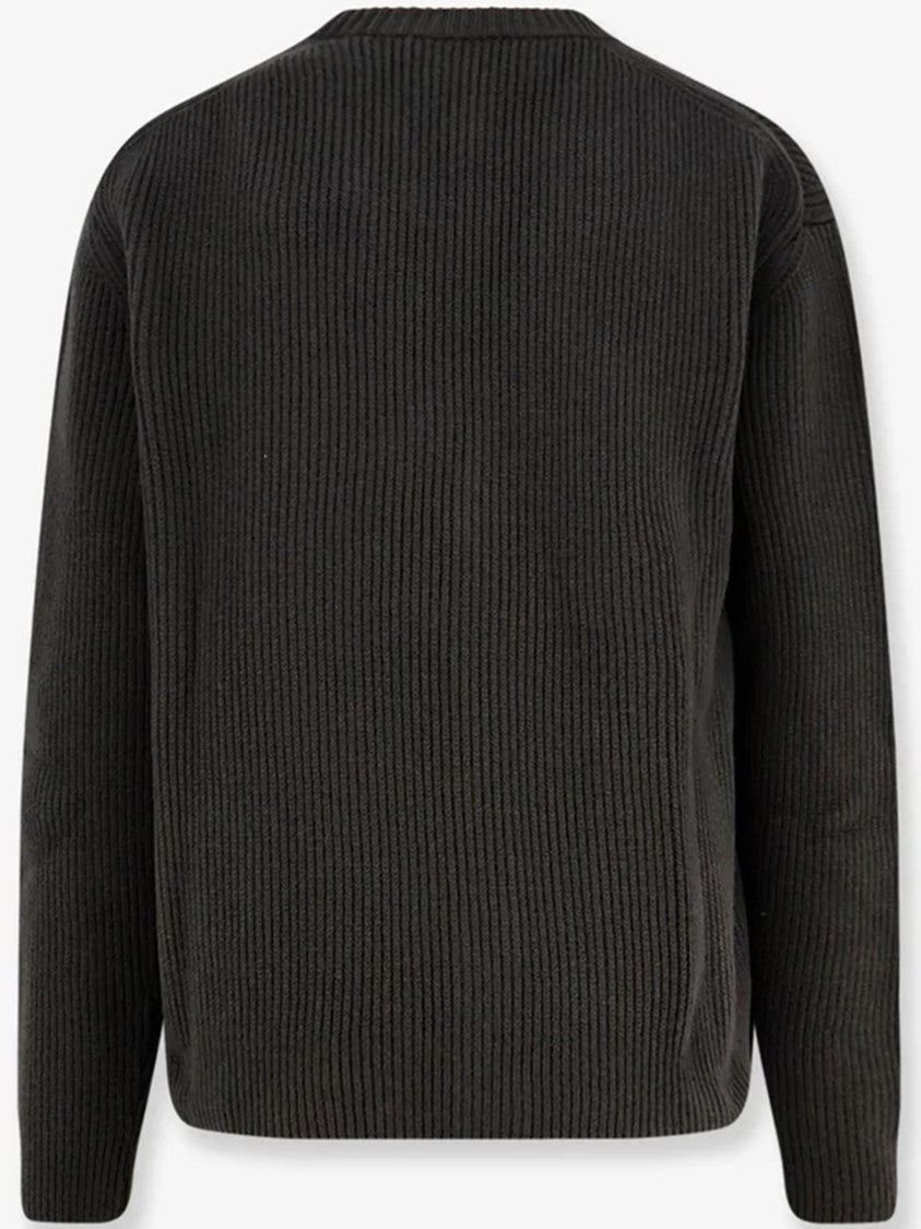 Gucci Black Ribbed Knit V-Neck Cotton Cardigan