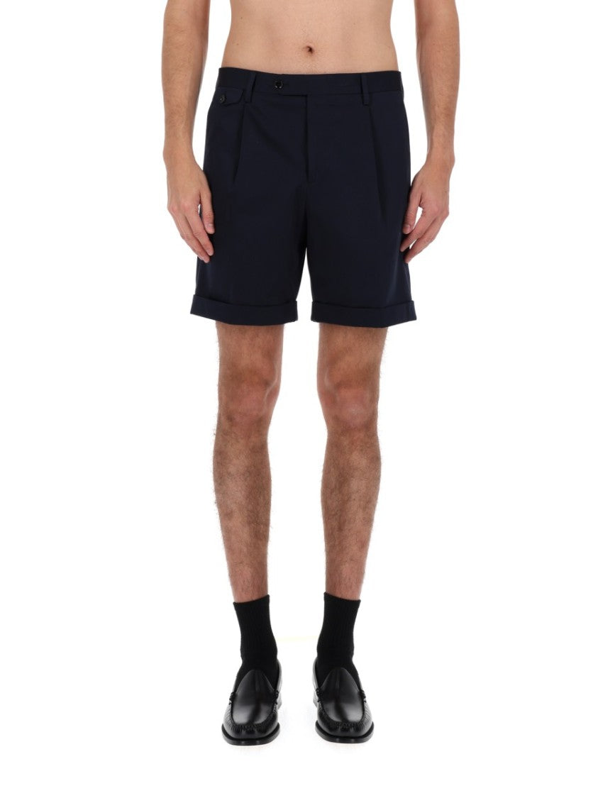 Lardini Neutrals Tailored Front Pleats Cotton Shorts