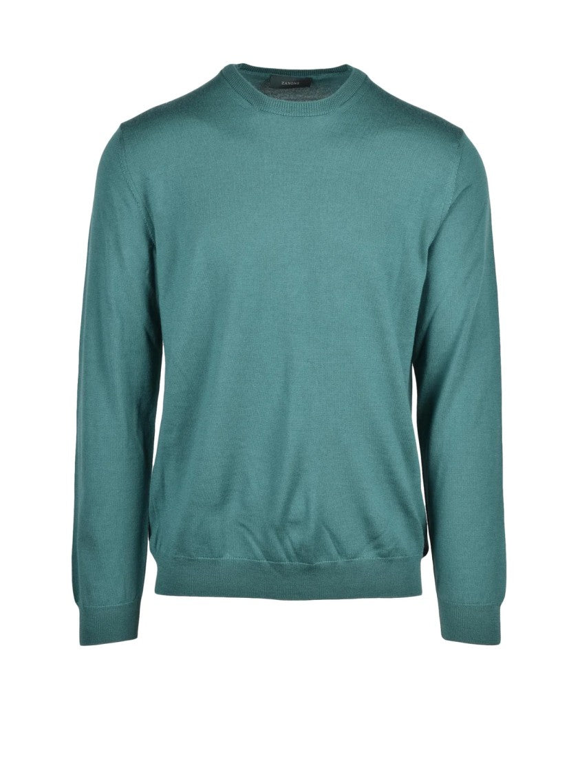 Zanone Green Insulating Virgin Wool Crewneck Pullover