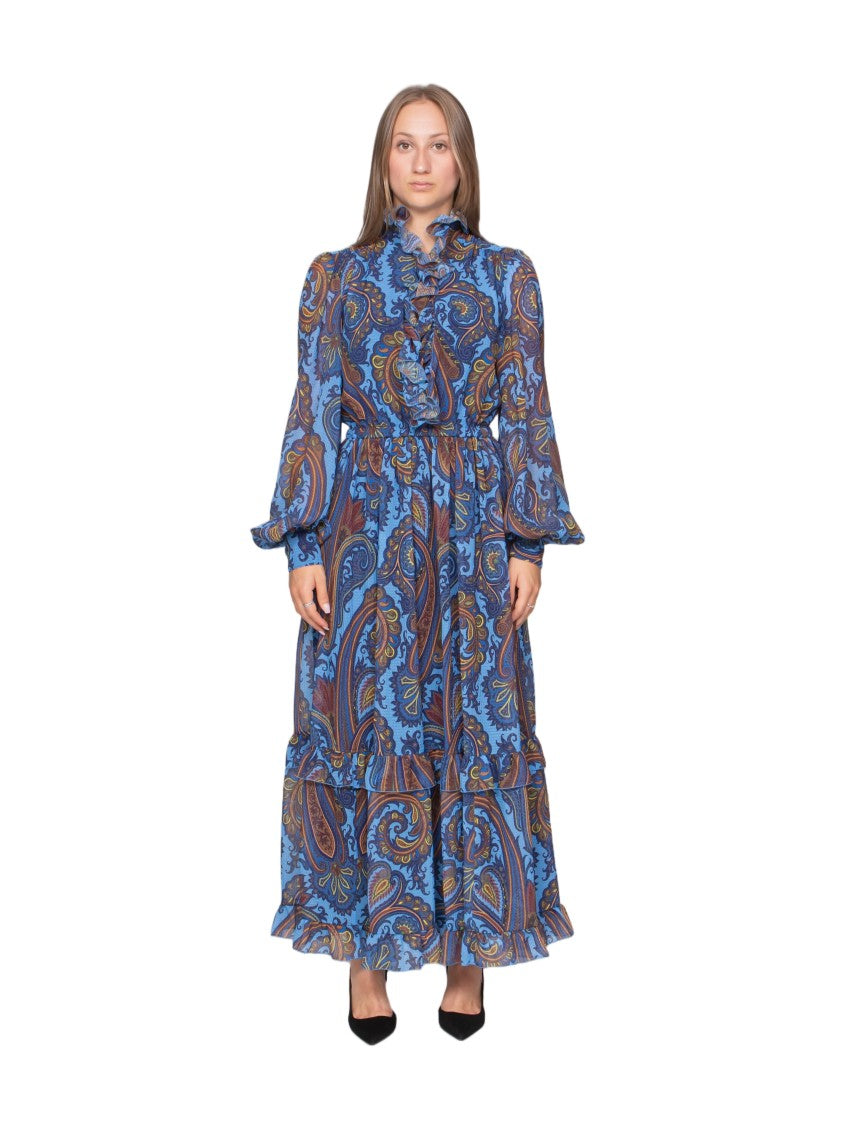 Etro Vibrant Paisley Puffed Sleeve Maxi Dress